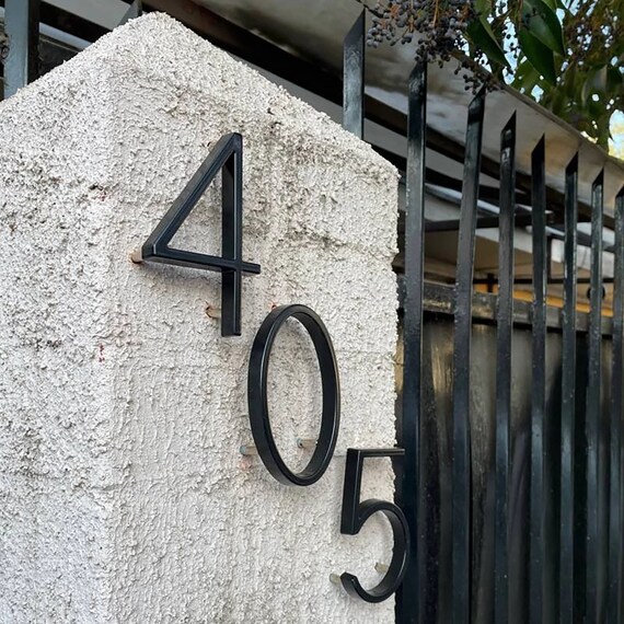 Matt Black Modern House Numbers Floating Mount House Number Etsy