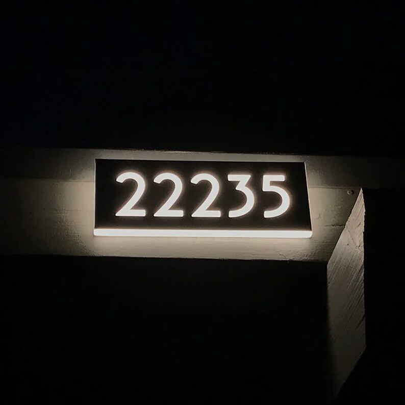 Lighting Illuminated Room Numbers Light Box Customized Address Etsy