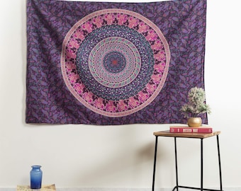 Hippie Mandala Bohemian Tapestry Wall Hanging, Psychedelic Wall Art, Dorm Decor Beach Throw, Indian Wall Tapestries - 30X40 inches