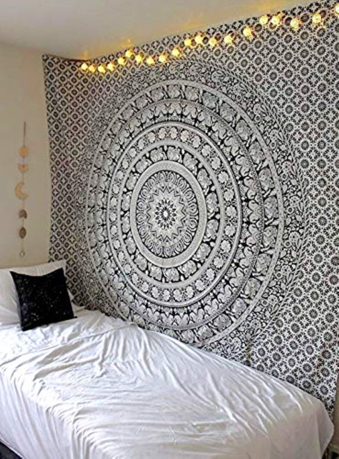 Tapestry Wall Hangings Black and White Hippie Mandala Tapestry Beach