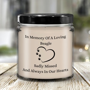 Beagle Memorial Gift, Memorial Gift For Pet Loss, Beagle Sympathy Gift, In Memory Of Dog Gift Candle