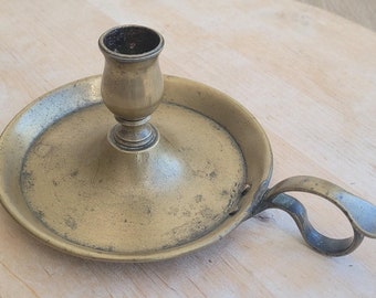Antique Brass Chamber Candlestick Holder: Industrial Home Decor