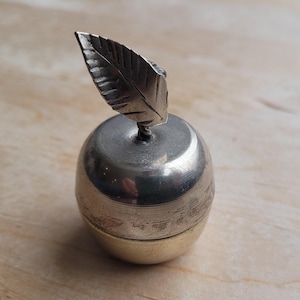 Vintage Silvered Apple Trinket Box: Small Jewelry Storage