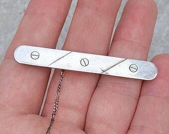 Pasador de corbata vintage de plata de ley con cabeza de tornillo - Plata portuguesa 925