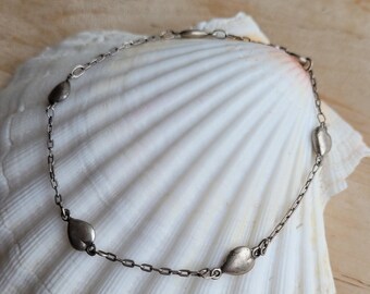 Vintage 835 Silver Heart Bracelet - Portuguese Chain Link