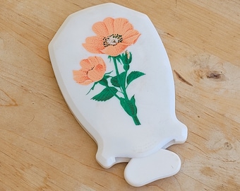 Vintage Floral Hand Mirror with Comb: Retro Pocket Mirror, Made in Spain