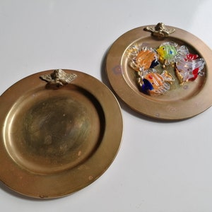 Vintage Brass Cherub Trinket Dishes: Set of 2 Angel Jewelry Coin Plates
