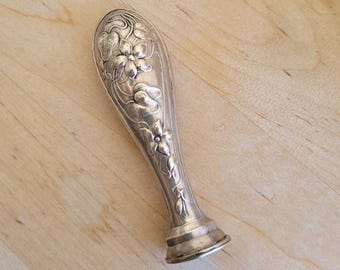 Art Nouveau Sterling Silver Wax Seal Stamp: Floral Desk Accessory