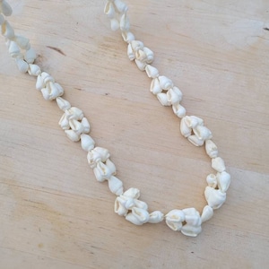 Natural White Shells Necklace, vintage long seashells necklace, boho jewellery, beach & nautical necklace, conch shells boho necklace