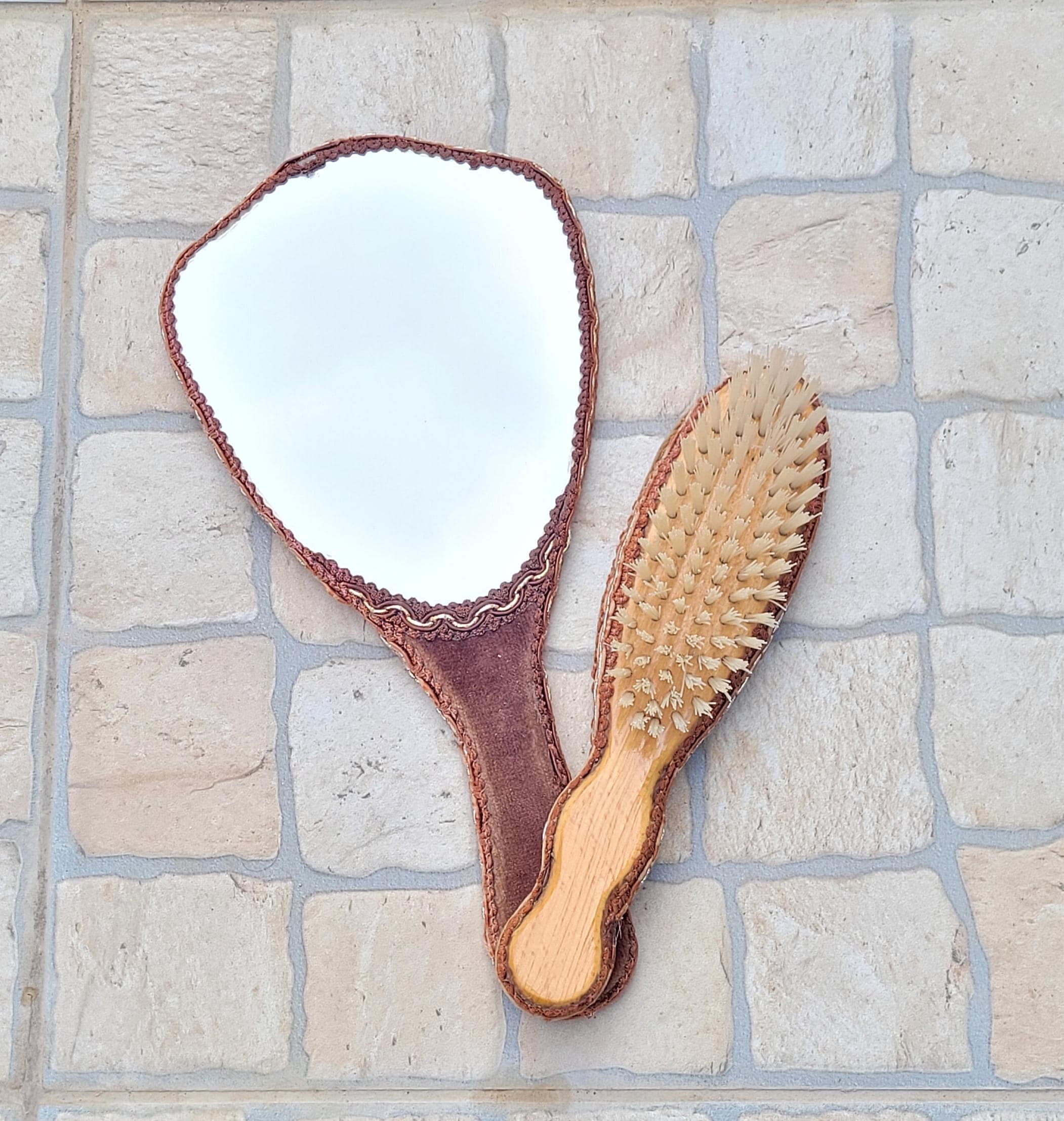 イギリス製 mascot 花柄 化粧台セット アンティーク ミラーブラシ