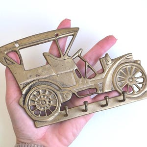 Vintage Brass Key Holder Wall Hooks Retro Car Coat Rack Entryway Decor image 2