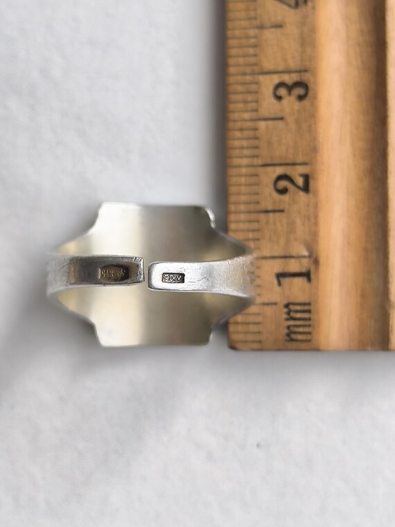 Vintage Soviet Silver Signet Ring, 875 Rectangula… - image 6