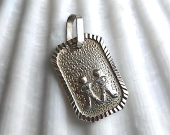 Vintage Gemini Zodiac Charm: Portuguese 835 Silver Pendant