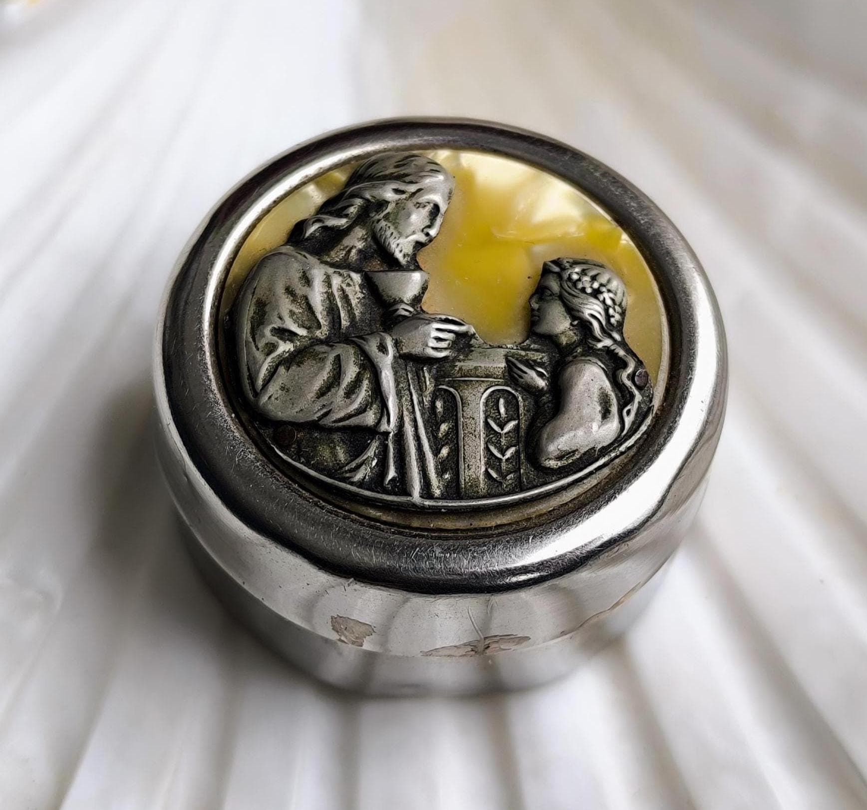 Vintage First Communion Rosary Box: Jesus and Child, Mother of