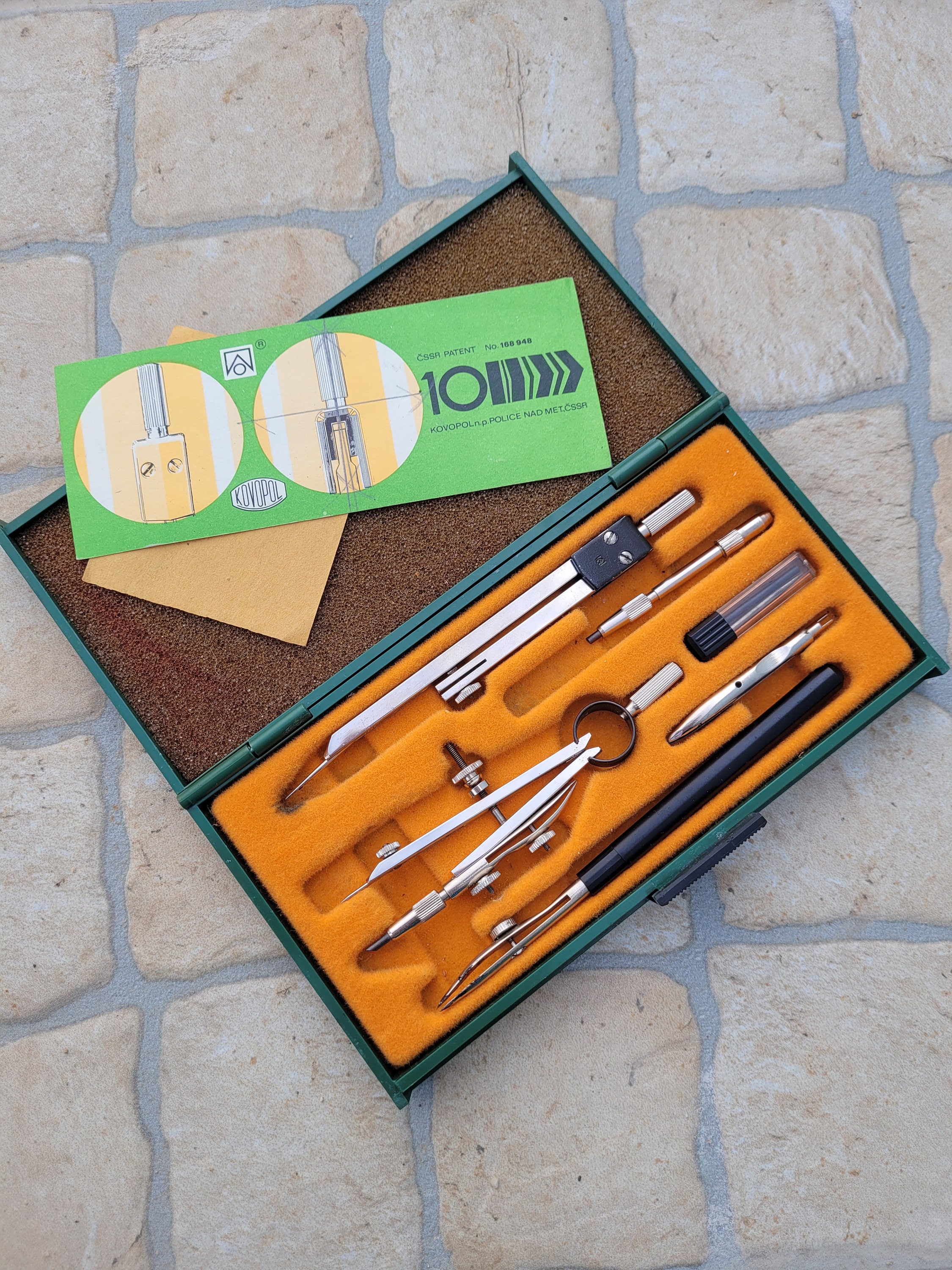 Vintage KIN Drawing Compass Set: Collectible Drafting Tools, Czechoslovakia