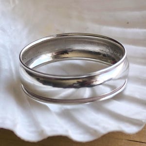 1940s Art Deco Sterling Silver Napkin Ring, Vintage English Silverware, Birmingham Minimalist Table Setting, Hallmarked Napkin Holder