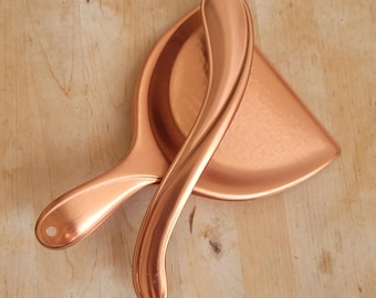 Vintage Copper Dust Pan and Broom, GermanTable Dustpan and Shovel to hang, Made in Germany, office decor, Cleaning Crumbs
