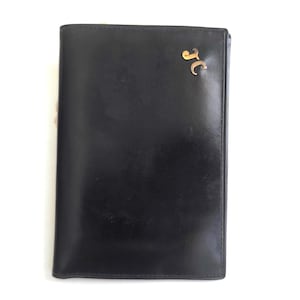 Vintage Black Faux Leather Wallet With JC Initials 1980s Card Holder