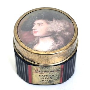 Vintage glazen pot Leichner Foundation, oud Hollywood-make-upcollectie uit de jaren 40