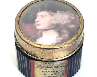 Vintage Leichner Foundation Glass Jar, 1940s Old Hollywood Makeup Collectible