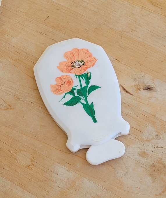 Buy Vintage Floral Hand Mirror With Comb: Retro Pocket  display picture 2