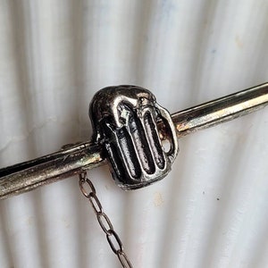 Vintage Oxidized Beer Mug Tie Bar: Silver Plated Cheers Tie Clip