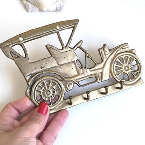 Vintage Brass Key Holder Wall Hooks Retro Car Coat Rack Entryway Decor image 3