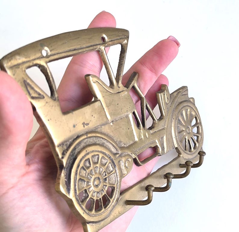 Vintage Brass Key Holder Wall Hooks Retro Car Coat Rack Entryway Decor image 9
