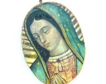 Ícone vintage de Nossa Senhora de Guadalupe, decoração religiosa católica para parede, peça de decoração religiosa da Virgem Maria.