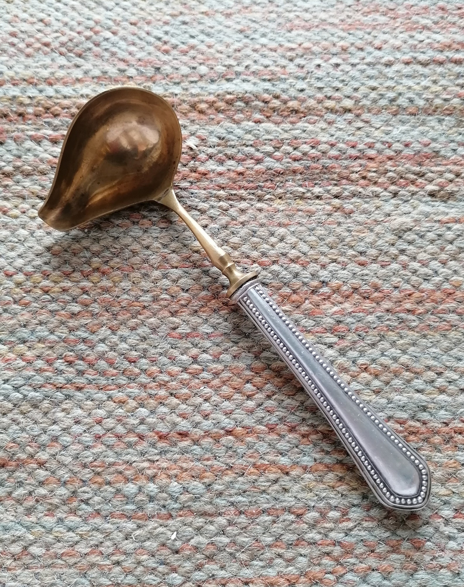 Sauce Gravy Spoon antique silver handle and brass spoon 800 Etsy