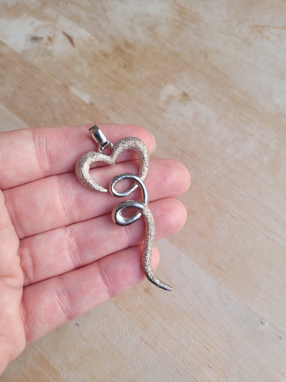 Curly Heart pendant silver 835, vintage retro rom… - image 5