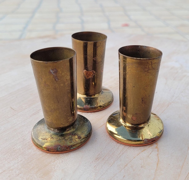 Vintage Brass Candlestick Holders: Set of 3 Retro Mini Vases - Etsy
