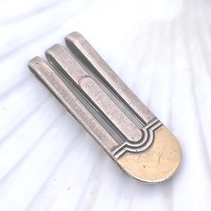 Art Deco Sterling Silver & 18k Gold Money Clip, 1940s 925 Cash Holder, Steampunk Jewelry