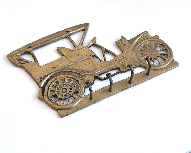 Vintage Brass Key Holder Wall Hooks Retro Car Coat Rack Entryway Decor image 16