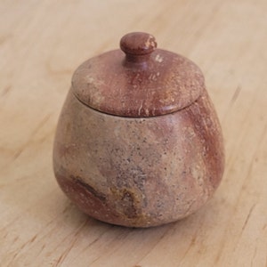 Vintage Red Marble Pill Box: Mini Trinket Container
