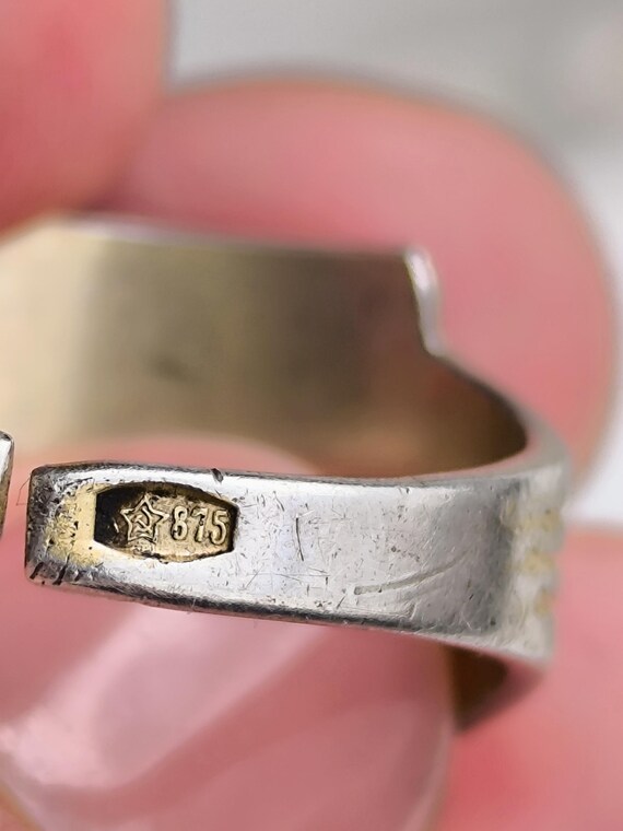 Vintage Soviet Silver Signet Ring, 875 Rectangula… - image 7