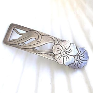 Spinka do włosów ze srebra próby 925 z lat 50. XX wieku, spinka ślubna w stylu art déco, ozdoba do włosów z motywem kwiatowym w stylu vintage