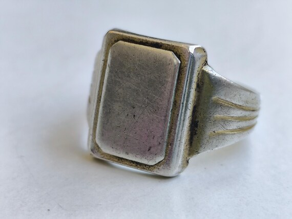 Vintage Soviet Silver Signet Ring, 875 Rectangula… - image 8