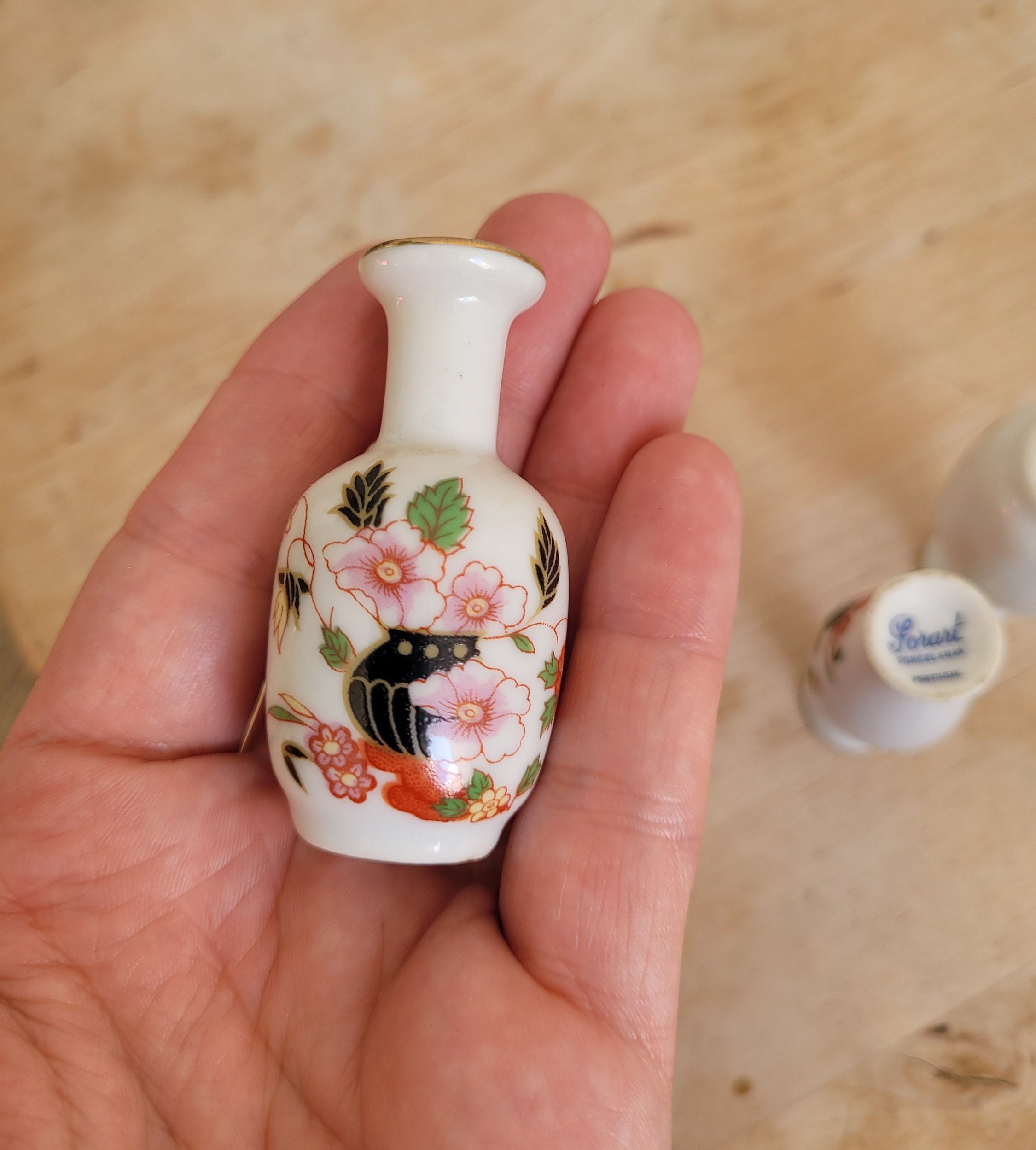 Vintage Miniature Porcelain Floral Vases - Set of 3