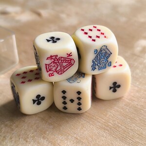 1960er Jahre Poker American Dice Set, Vintage Komplette Würfel, 5 Würfel, Sammler Spiele, Kartenspiel Geschenk, Spielabend Geschenk