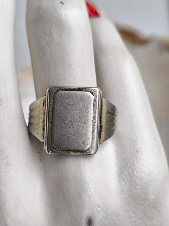 Vintage Soviet Silver Signet Ring, 875 Rectangula… - image 4