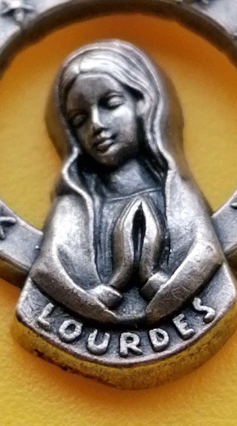 Vintage Our Lady of Lourdes Medal: Silvered Catholic Charm - Etsy