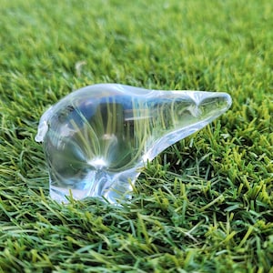 Vintage Clear Glass Bear Figurine: Minimalist Art Glass Paperweight
