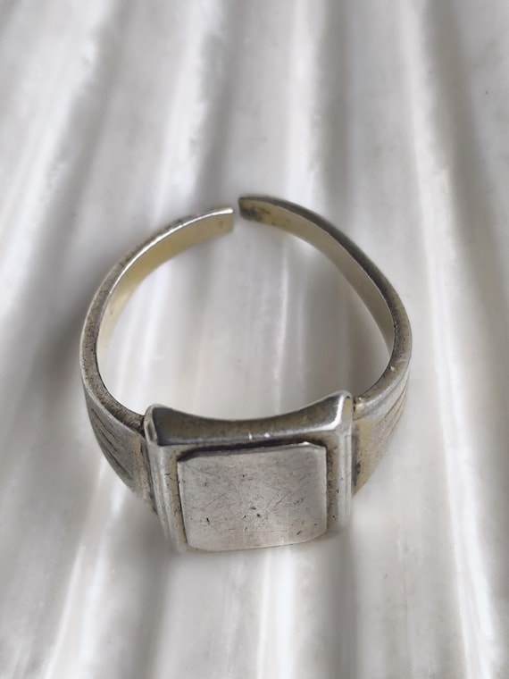 Vintage Soviet Silver Signet Ring, 875 Rectangula… - image 5