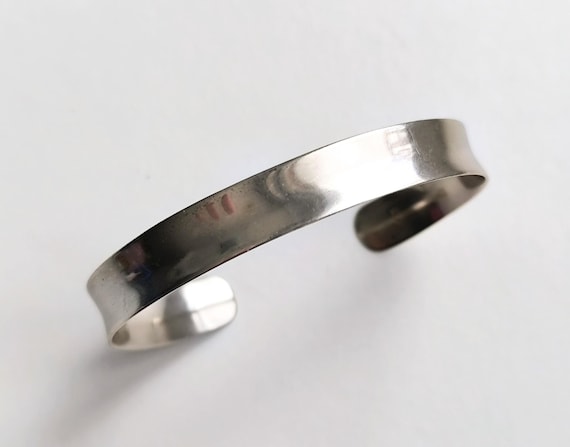 アクセサリー Vintage Silver Wide Wave Caff Bangle 925 Vintage Wide Sterling Silver Bangle: Adjustable Convex Bracelet