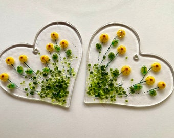 Handcrafted Glass Sunflower Heart - Home & Garden Decor
