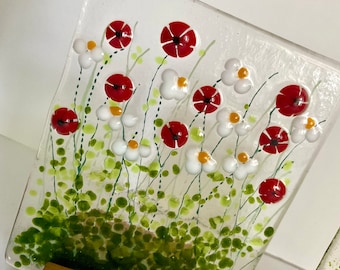 Small daisy and poppy panel