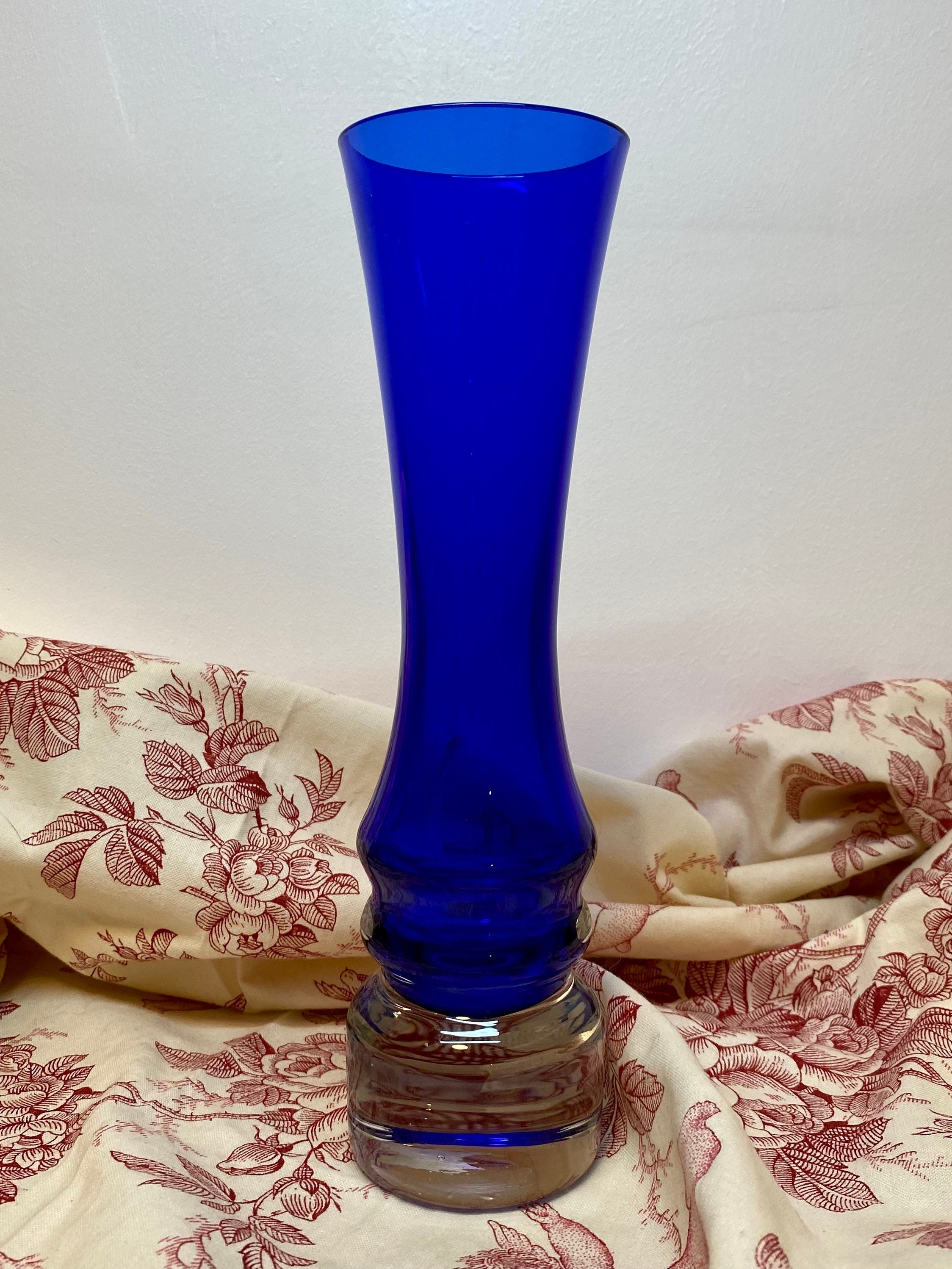 Antique Swedish Blue hooped glass vase 1970s Etsy