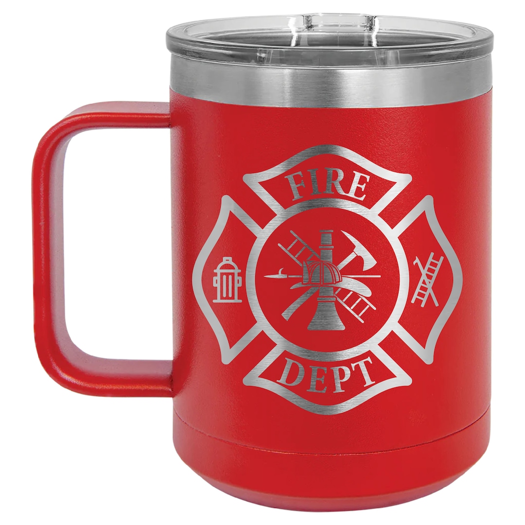 Personalized Firefighter Mug, Laser Engraved Fireman Coffee Mug, Custom ...