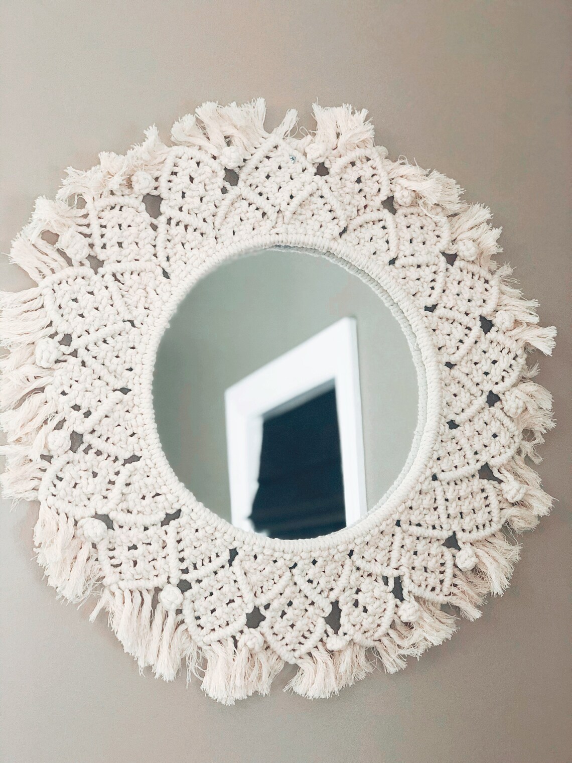 Large Macrame Wall Mirror Bohemian Macrame Mirror boho decor Etsy
